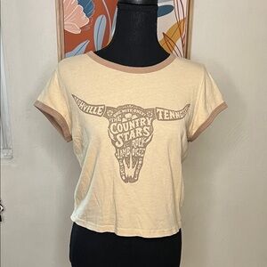 Hollister Country Stars Western Graphic Cropped Ringer Tee Size M